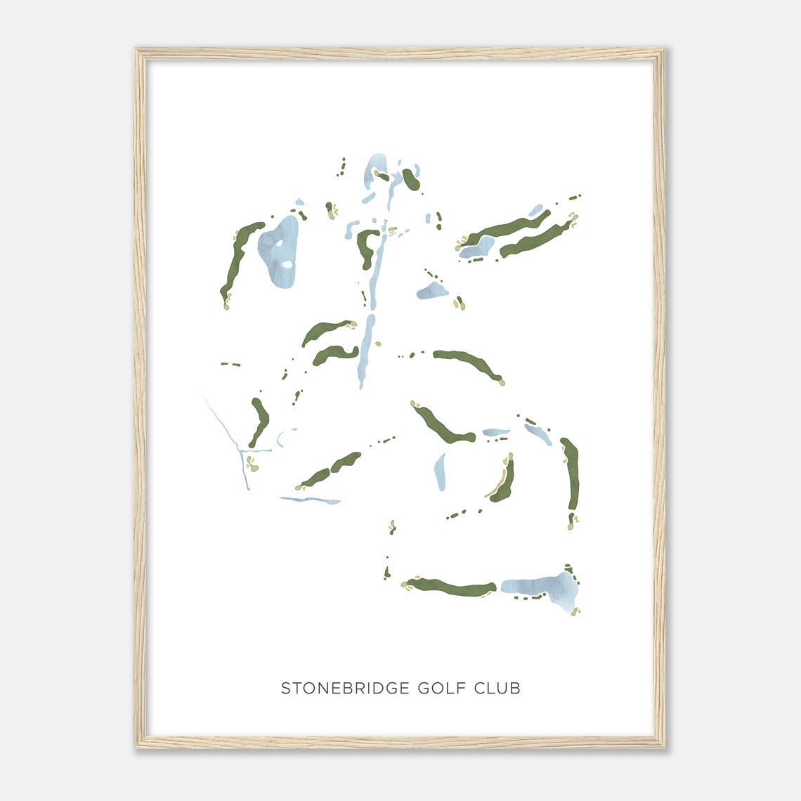 Stonebridge Golf Club Michigan Modern Watercolor Golf Map Poster