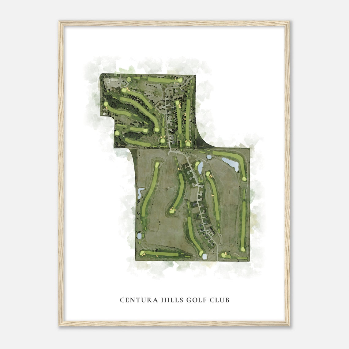 Centura Hills Golf Club Watercolor Aerial Course Map Wall Art