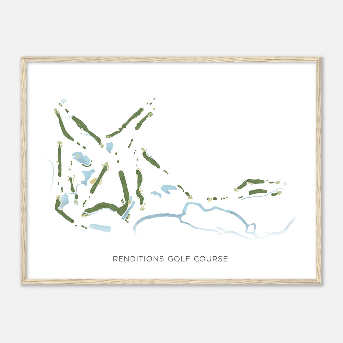 Renditions Golf Course Modern Watercolor Golf Course Map Art Poster