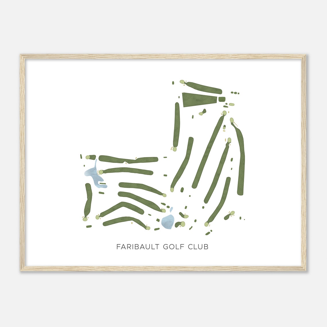 Faribault Golf Club Modern Watercolor Golf Course Map Art Poster - Image 2