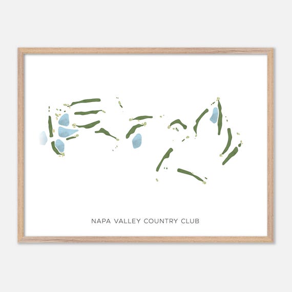Napa Valley Country Club In Napa California Modern Watercolor Map Golfer Gift Golf Wall Art Golf Poster Print Course Layout