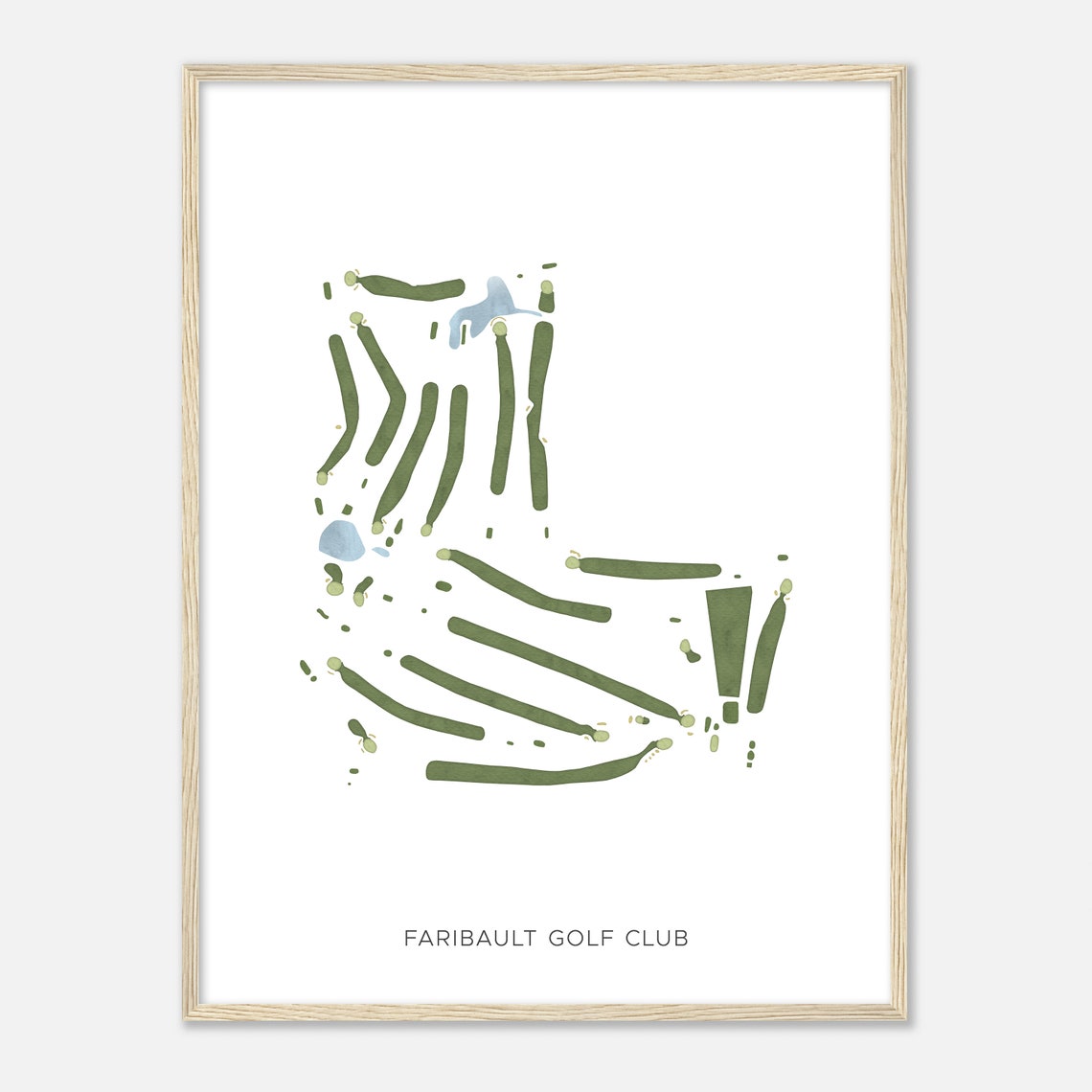 Faribault Golf Club Modern Watercolor Golf Course Map Art Poster