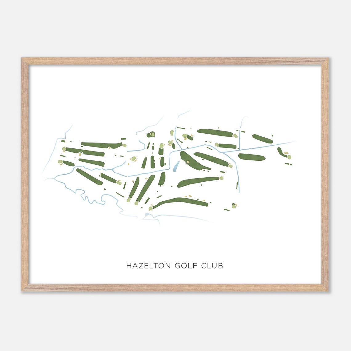 Hazelton Golf Club Massachusetts Modern Watercolor Map Poster
