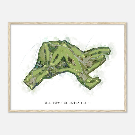 Old Town Country Club North Carolina Classic Watercolor Map Golfer Gift Golf Wall Art Golf Poster Print Course Layout
