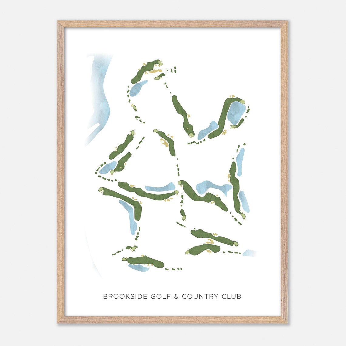 Brookside Golf Country Club Stockton California Watercolor Map Poster - Image 2