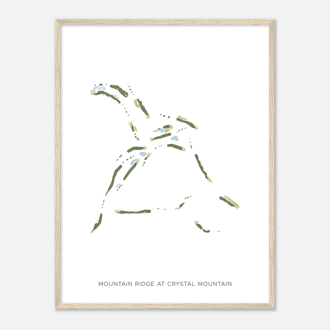 Mountain Ridge Crystal Mountain Minimalist Watercolor Map Print