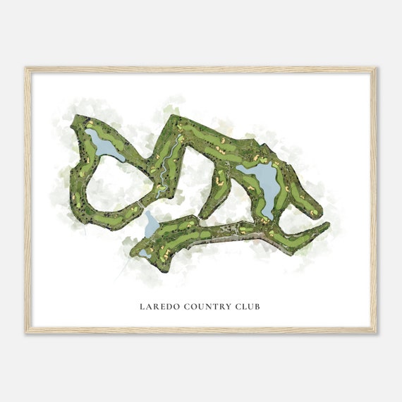 Laredo Country Club Texas Classic Watercolor Map Golfer Gift Golf Wall Art Golf Poster Print Course Layout