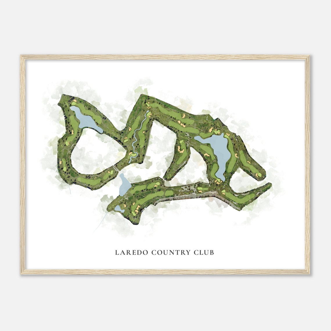 Laredo Country Club Golf Course Aerial Watercolor Map Poster