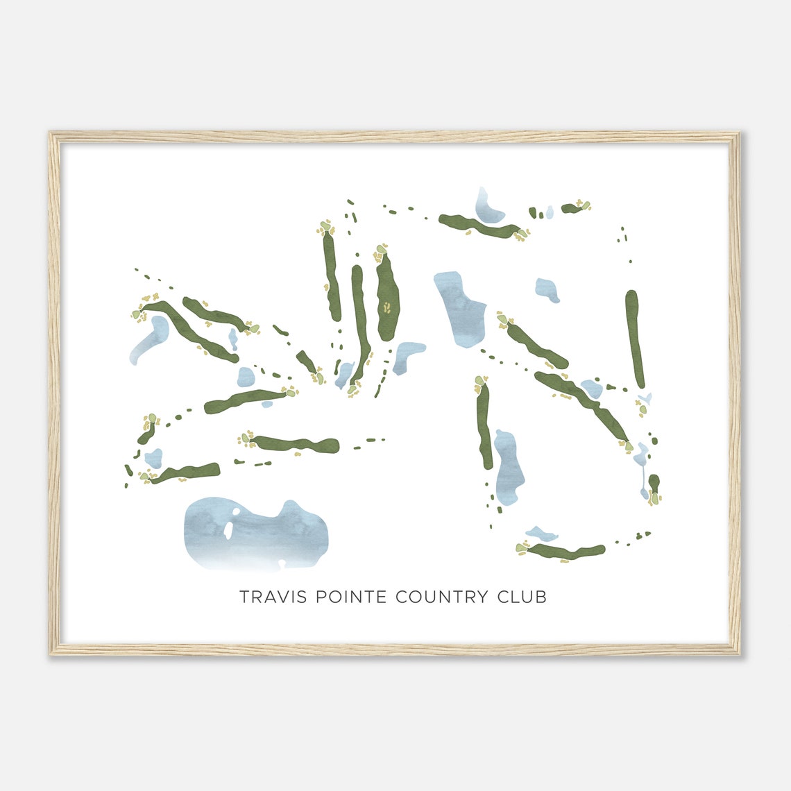 Travis Pointe Country Club Watercolor Golf Course Map Poster - Image 2