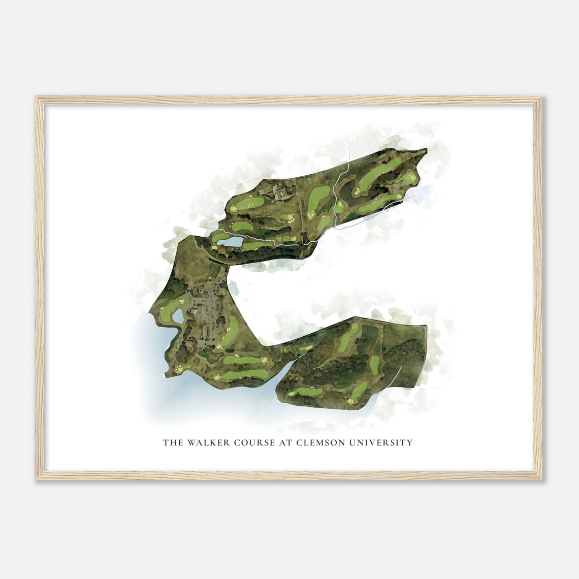 The Walker Course at Clemson University Golf Watercolor Map Poster - Image 2