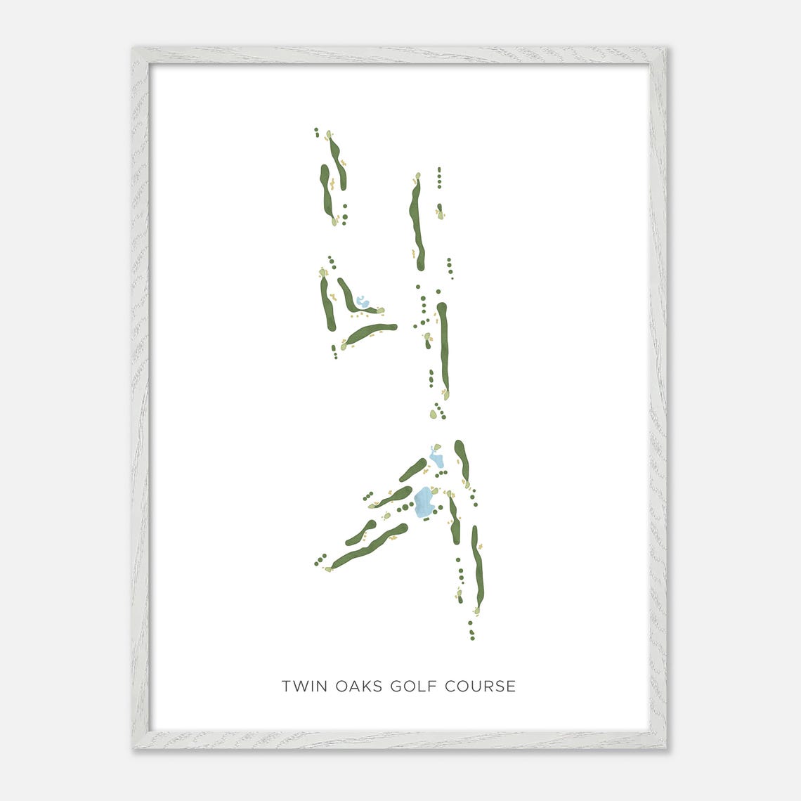 Twin Oaks Golf Course Minimalist Watercolor Fairway Map Poster - Image 2