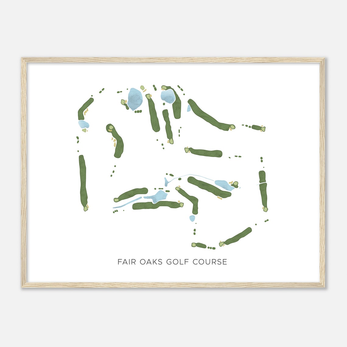 Fair Oaks Golf Course Modern Watercolor Golf Course Map Art Poster