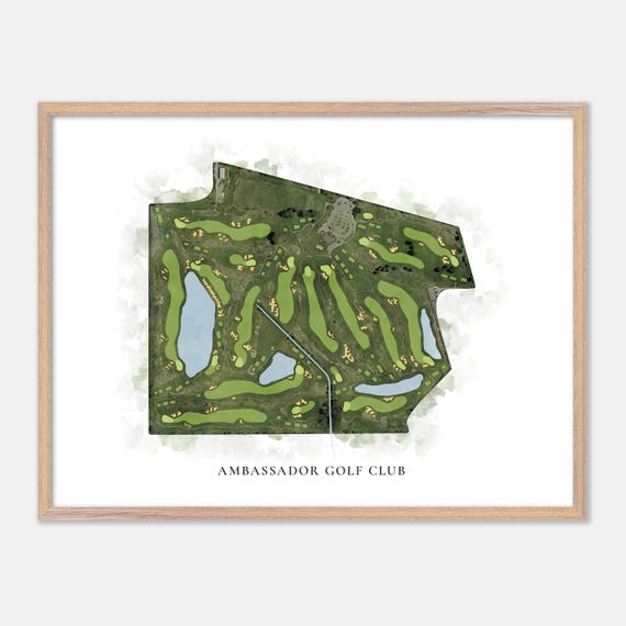 Ambassador Golf Club In Windsor Canada Classic Watercolor Map Golfer Gift Golf Wall Art Golf Poster Print Course Layout