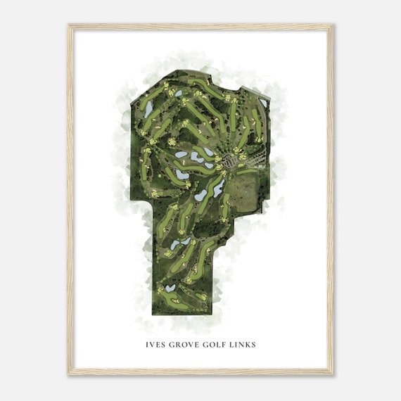 Ives Grove Golf Links Wisconsin Classic Watercolor Map Golfer Gift Golf Wall Art Golf Poster Print Course Layout