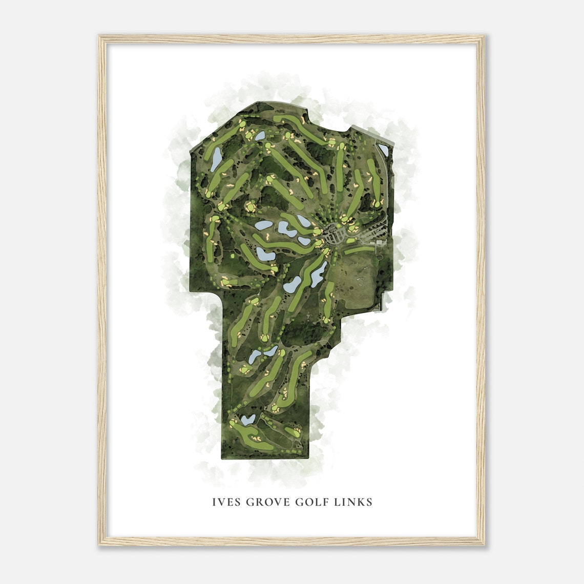 Ives Grove Golf Links Wisconsin Classic Aerial Watercolor Poster