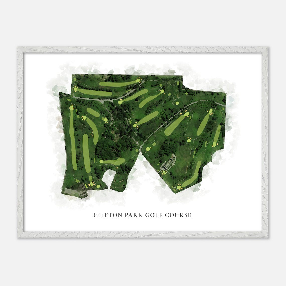 Clifton Park Golf Course Aerial Watercolor Map Art Poster Gift Decor - Image 4