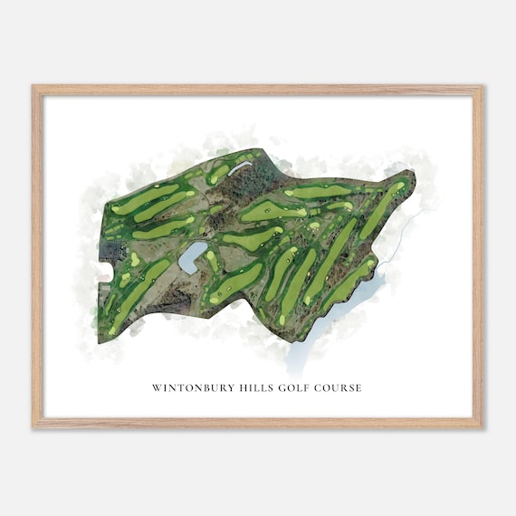 Wintonbury Hills Golf Course Watercolor Aerial Layout Map Poster