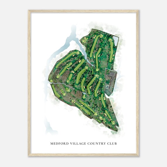 Medford Village Country Club New Jersey Classic Watercolor Map Golfer Gift Golf Wall Art Golf Poster Print Course Layout