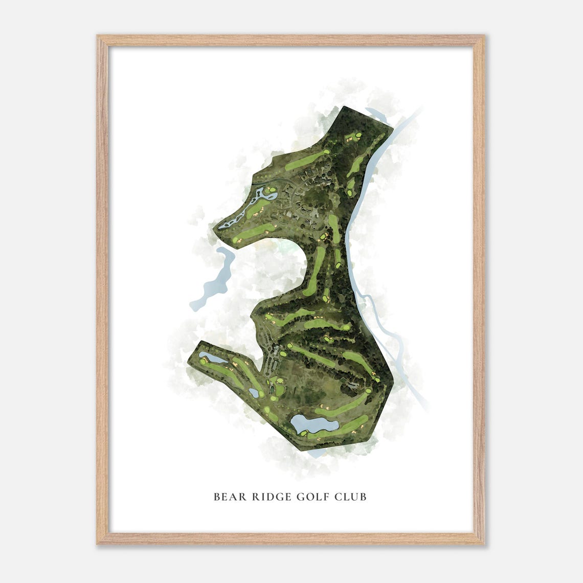 Bear Ridge Golf Club Texas Classic Watercolor Golf Course Map Poster - Image 6