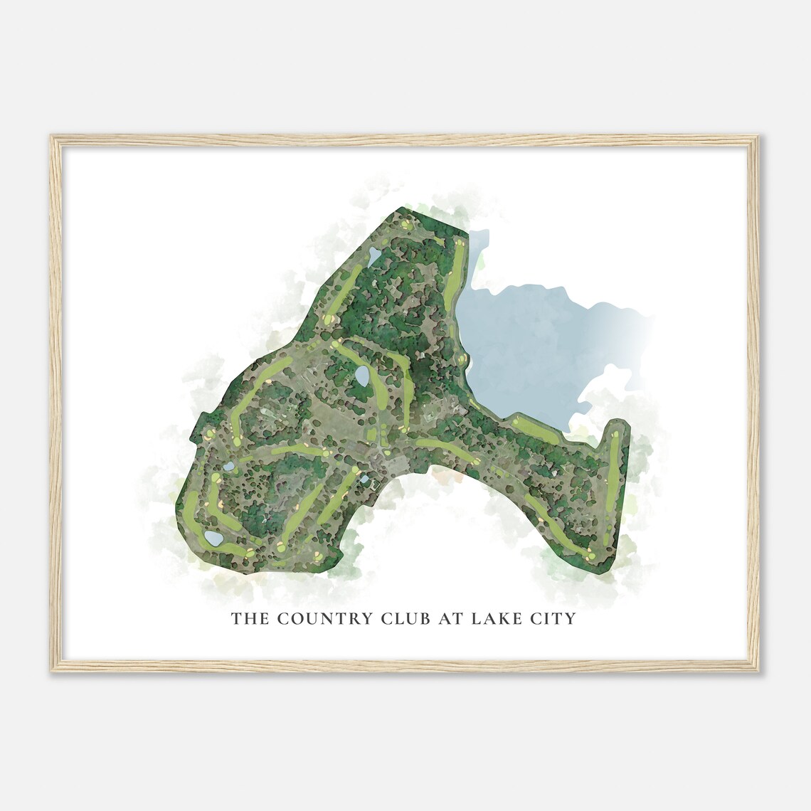 The Country Club at Lake City Elegant Watercolor Aerial Course Map Art Poster - Image 2