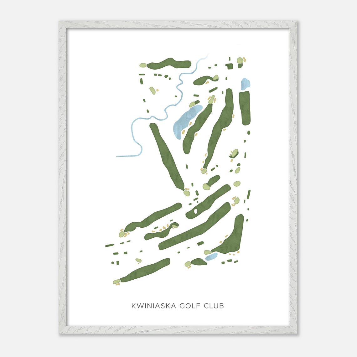 Kwiniaska Golf Club Vermont Modern Watercolor Course Map Poster - Image 2