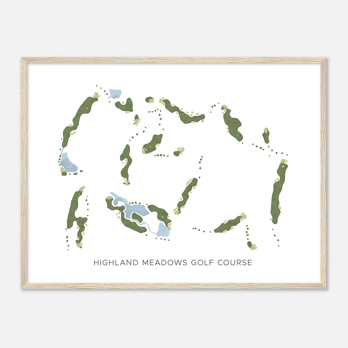 Highland Meadows Golf Course Colorado Modern Watercolor Map Golfer Gift Golf Wall Art Golf Poster Print Course Layout - Image 2