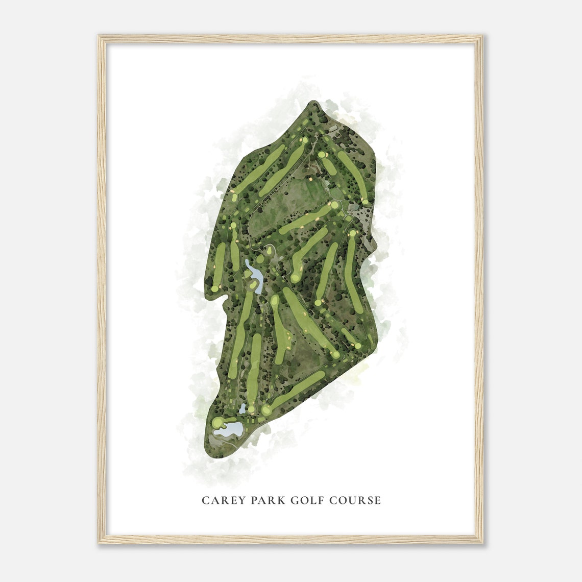 Carey Park Golf Course Kansas Classic Watercolor Course Map Poster