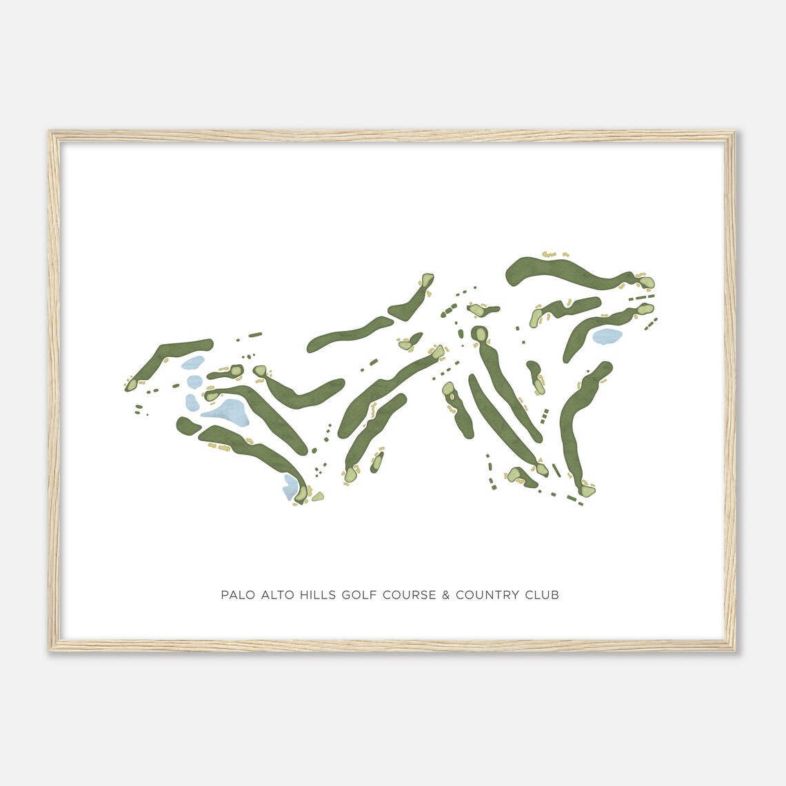 Palo Alto Hills Golf Course Country Club Watercolor Map Poster