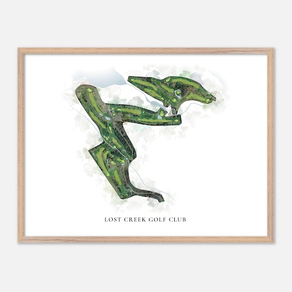 Lost Creek Golf Club Classic Aerial Watercolor Golf Map Poster