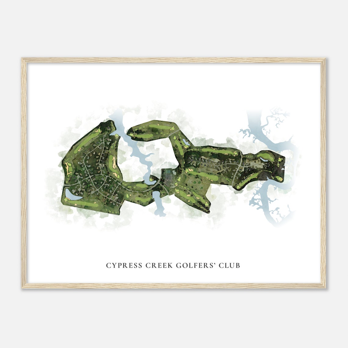 Cypress Creek Golfers' Club Virginia Classic Watercolor Map Poster