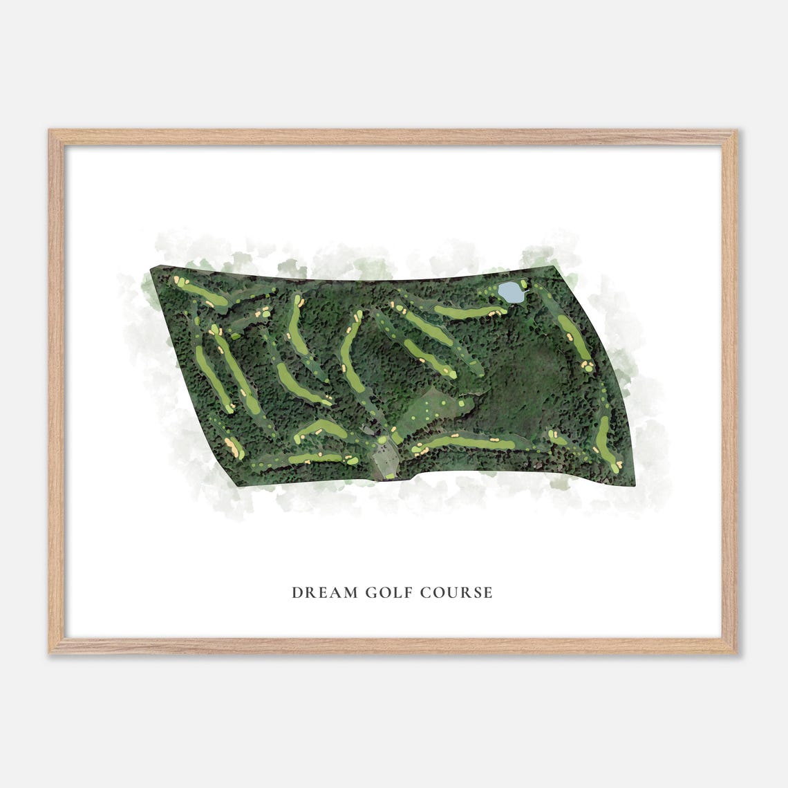 Dream Golf Course Watercolor Aerial Woodland Layout Map Poster