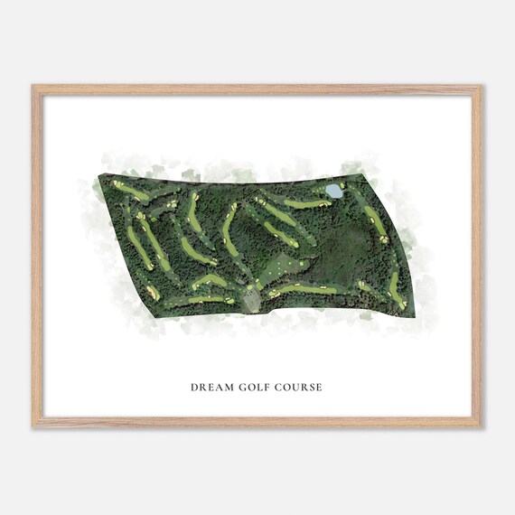 Dream Golf Course Watercolor Aerial Woodland Layout Map Poster