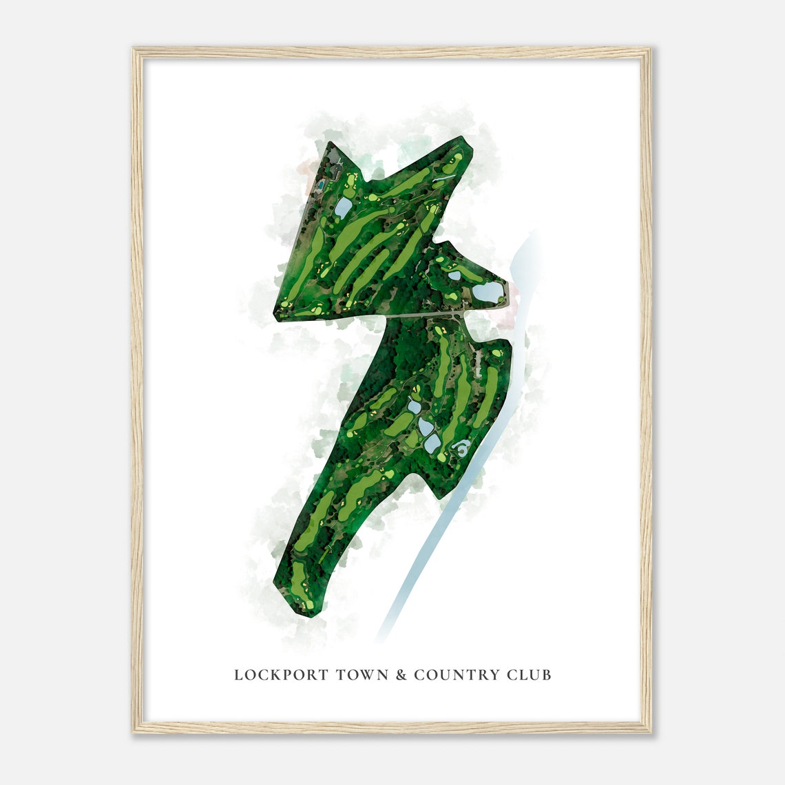 Lockport Town and Country Club Aerial Course Map Watercolor Wall Art - Image 2