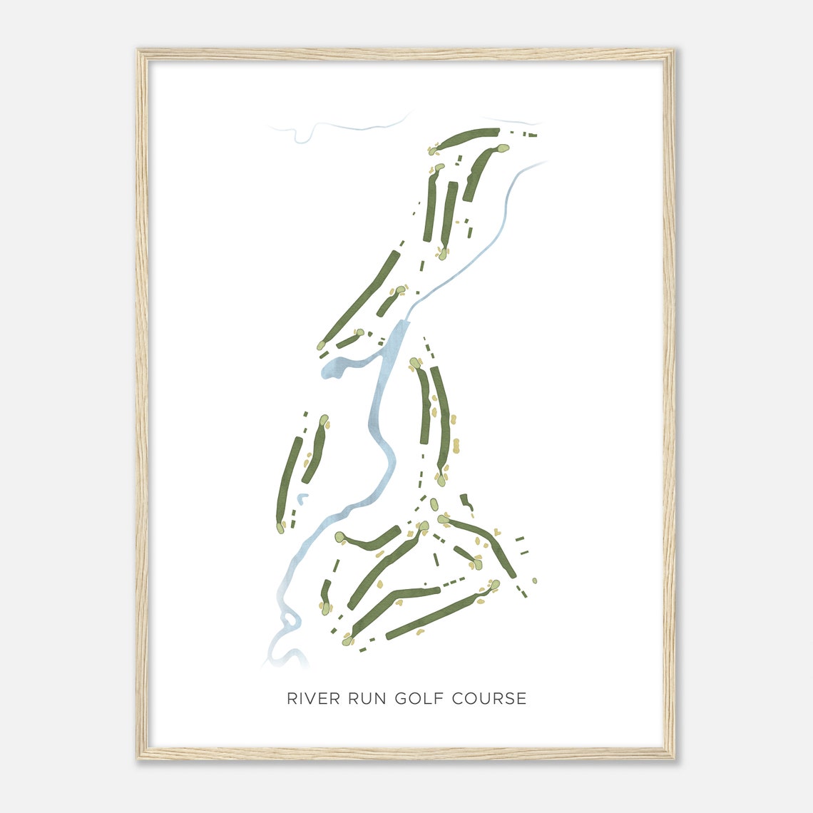 River Run Golf Course Wisconsin Modern Watercolor Map Golfer Gift Golf Wall Art Golf Poster Print Course Layout
