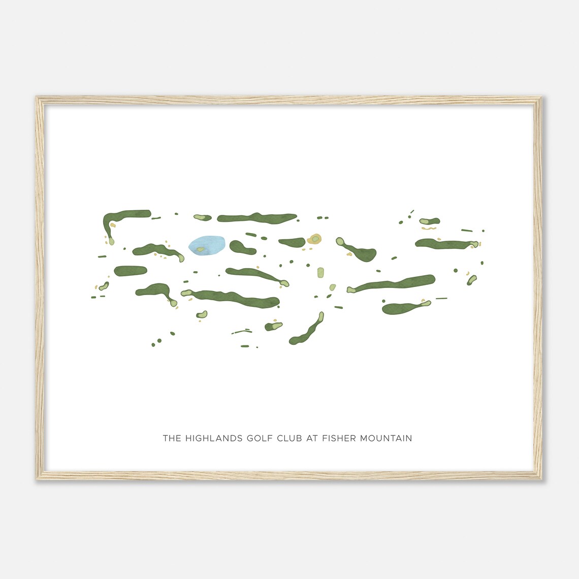 The Highlands Golf Club at Fisher Mountain Modern Watercolor Golf Course Map Poster