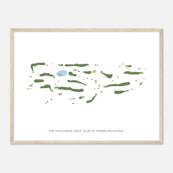 The Highlands Golf Club at Fisher Mountain Modern Watercolor Golf Course Map Poster