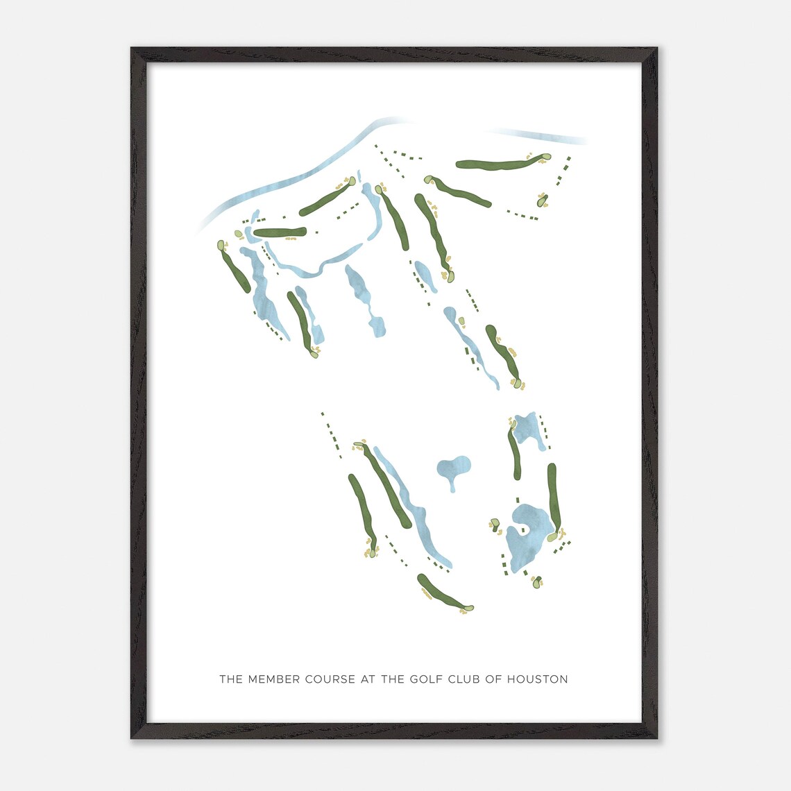 Member Course Golf Club of Houston Watercolor Fairway Map Poster - Image 3