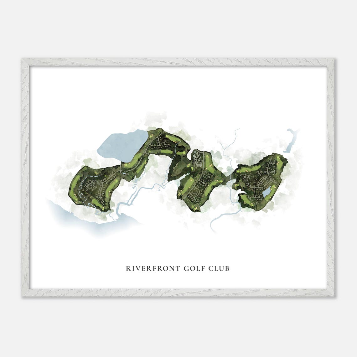 Riverfront Golf Club Course Watercolor Aerial Map Art Poster - Image 4