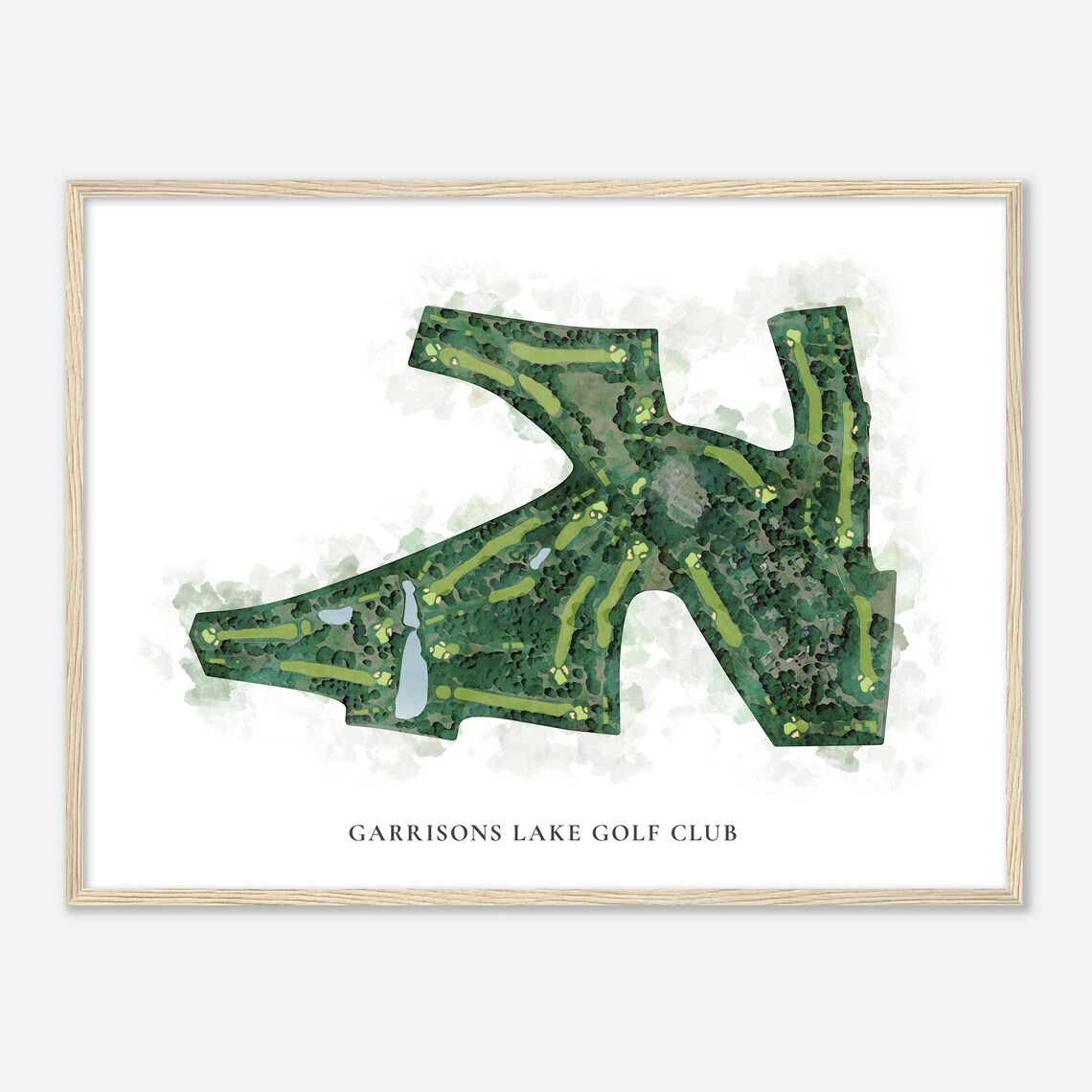 Garrisons Lake Golf Club Elegant Watercolor Aerial Course Map Art Poster