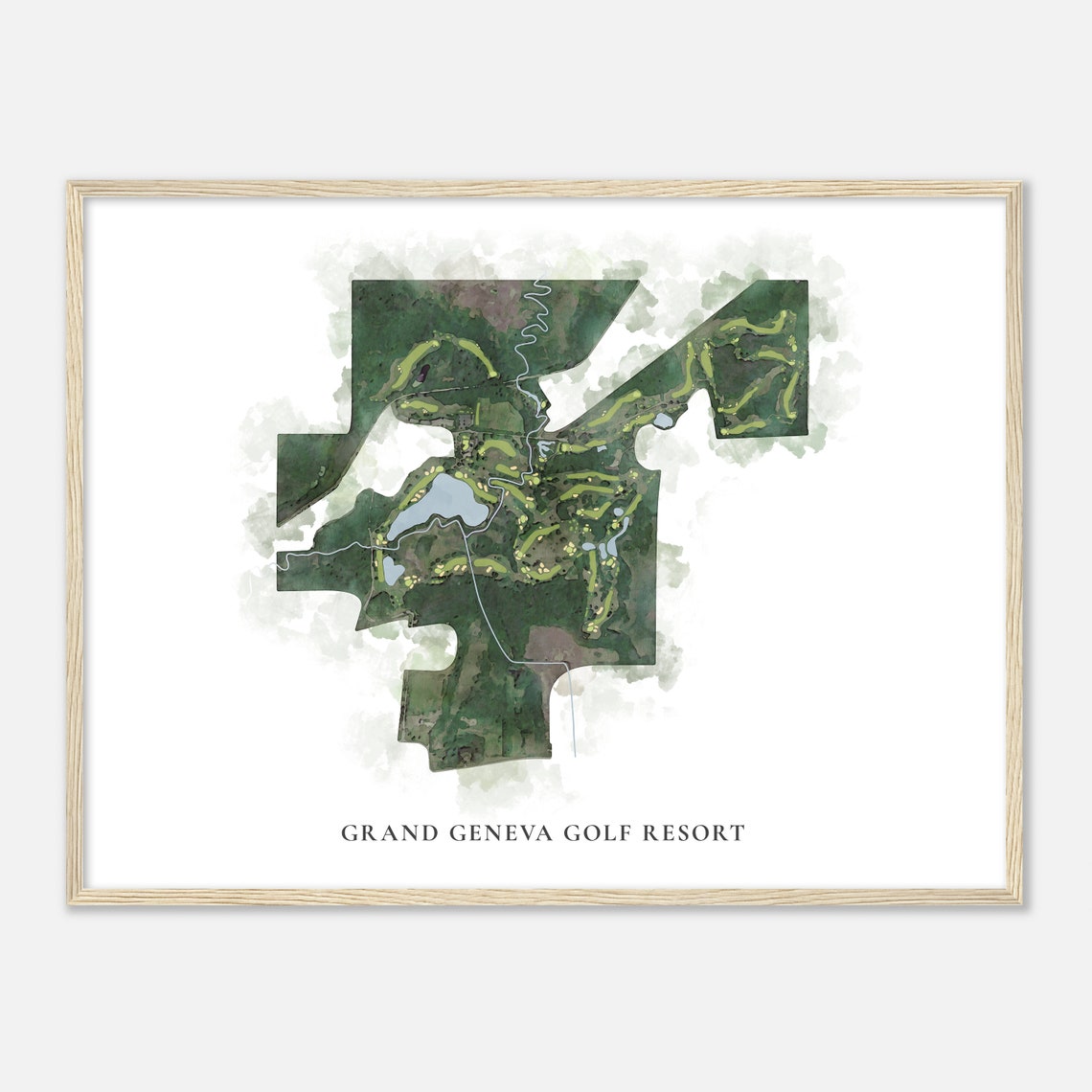 Grand Geneva Golf Resort Classic Aerial Watercolor Map Poster - Image 2