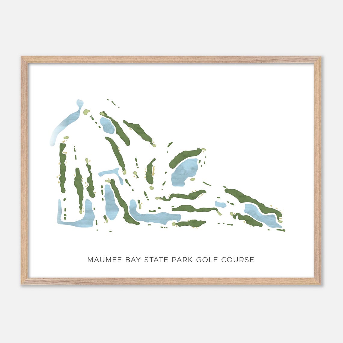 Maumee Bay State Park Golf Course Modern Watercolor Map Poster