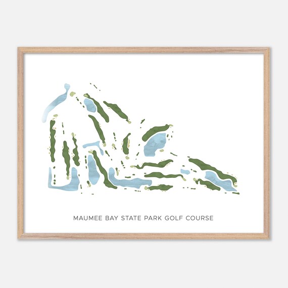 Maumee Bay State Park Golf Course Modern Watercolor Map Poster