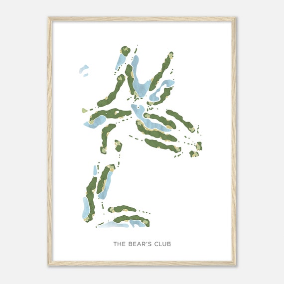 The Bears Club Florida Modern Watercolor Map Golfer Gift Golf Wall Art Golf Poster Print Course Layout