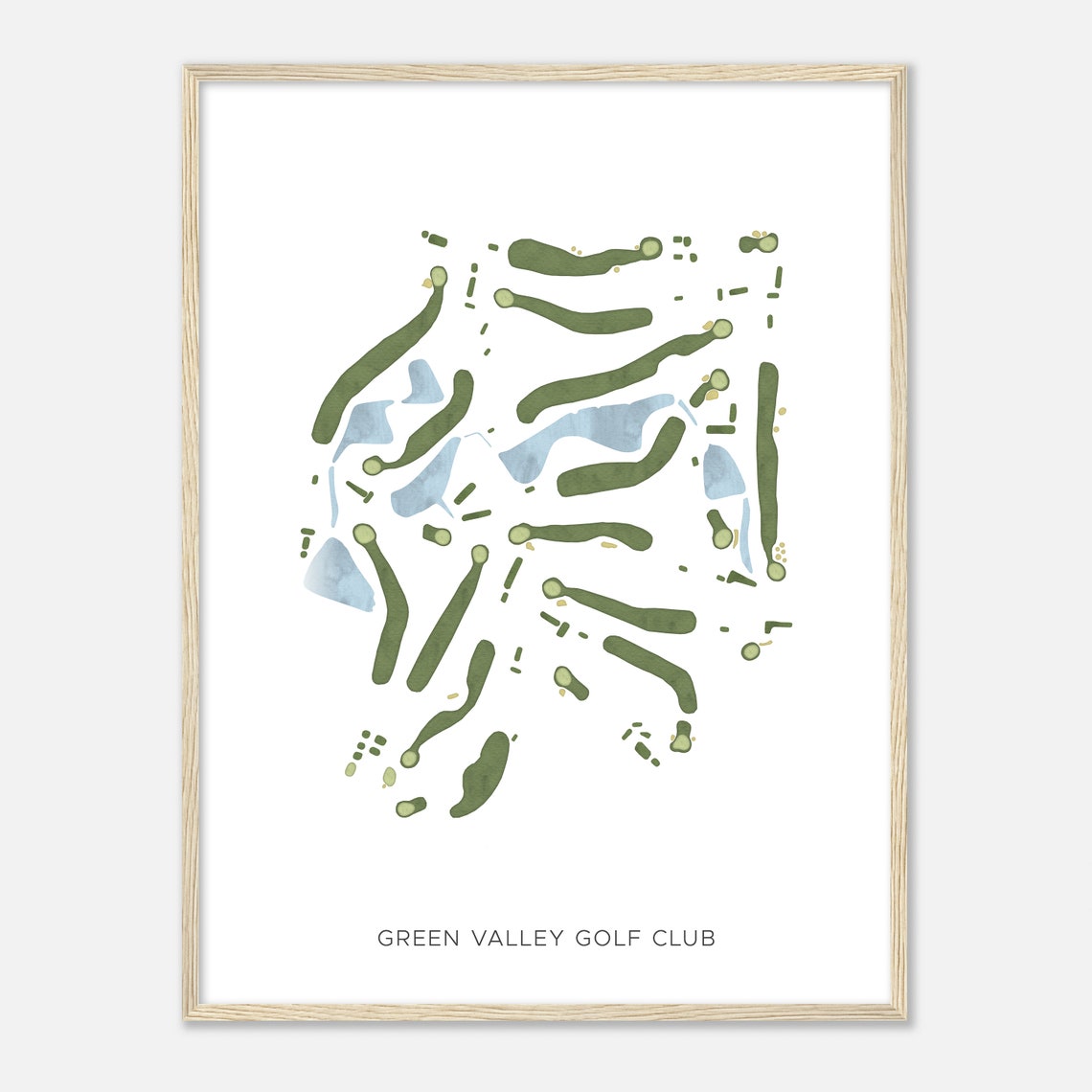Green Valley Golf Club Modern Minimalist Watercolor Map Wall Art - Image 2