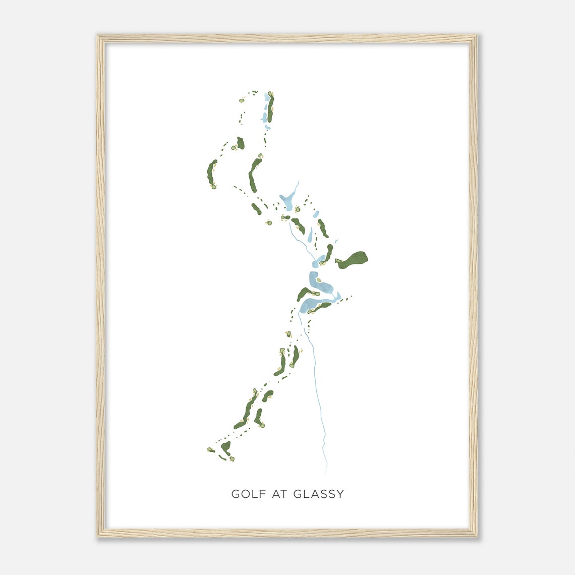 Golf at Glassy Modern Minimalist Watercolor Layout Map Poster - Image 2
