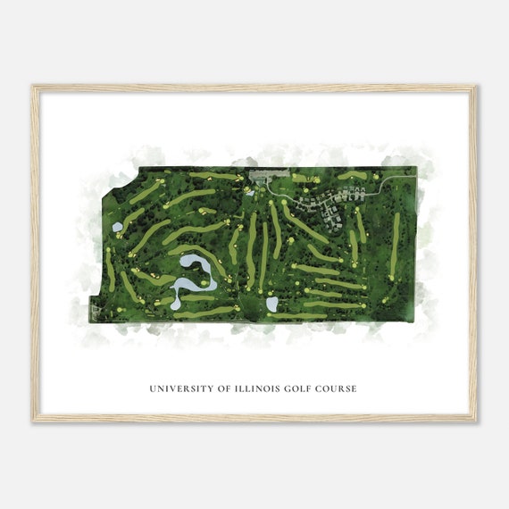 University Of Illinois Golf Course Illinois Classic Watercolor Map Golfer Gift Golf Wall Art Golf Poster Print Course Layout