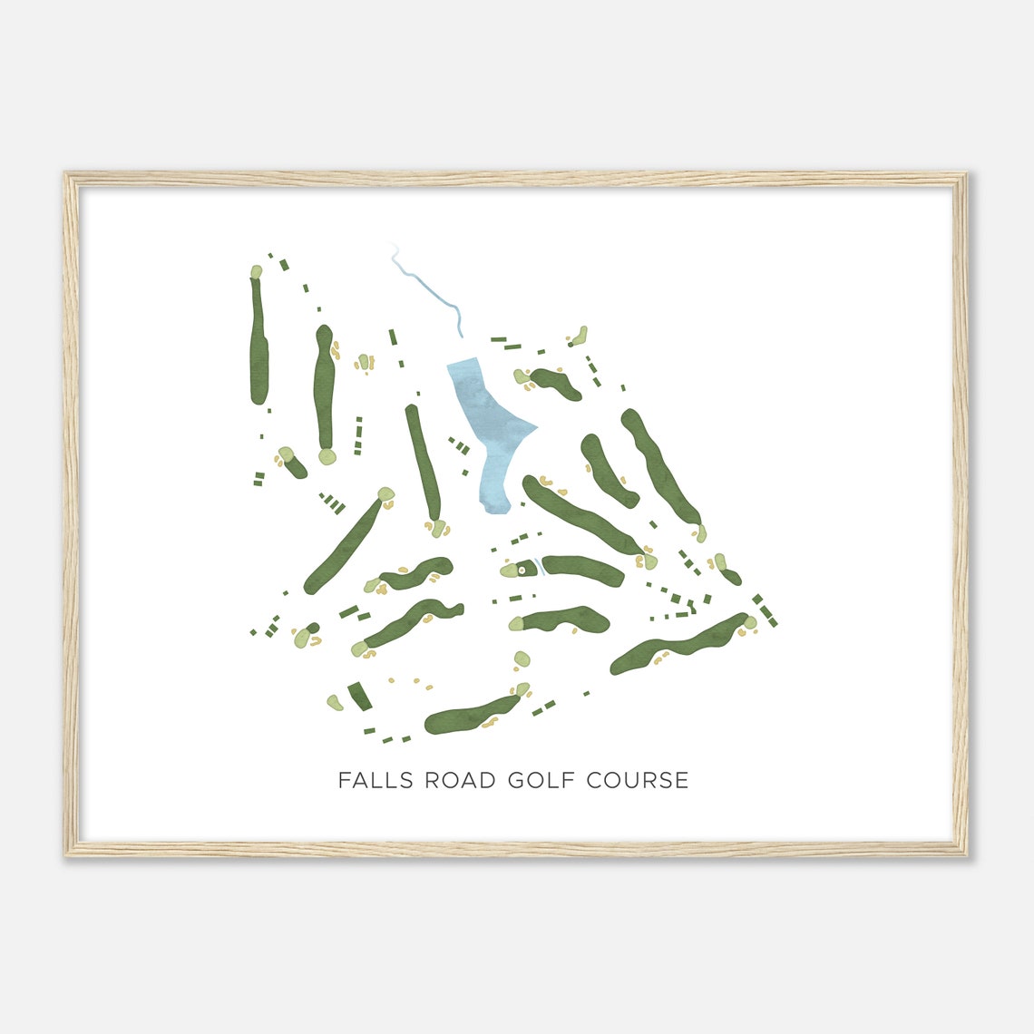 Falls Road Golf Course Maryland Modern Watercolor Map Poster