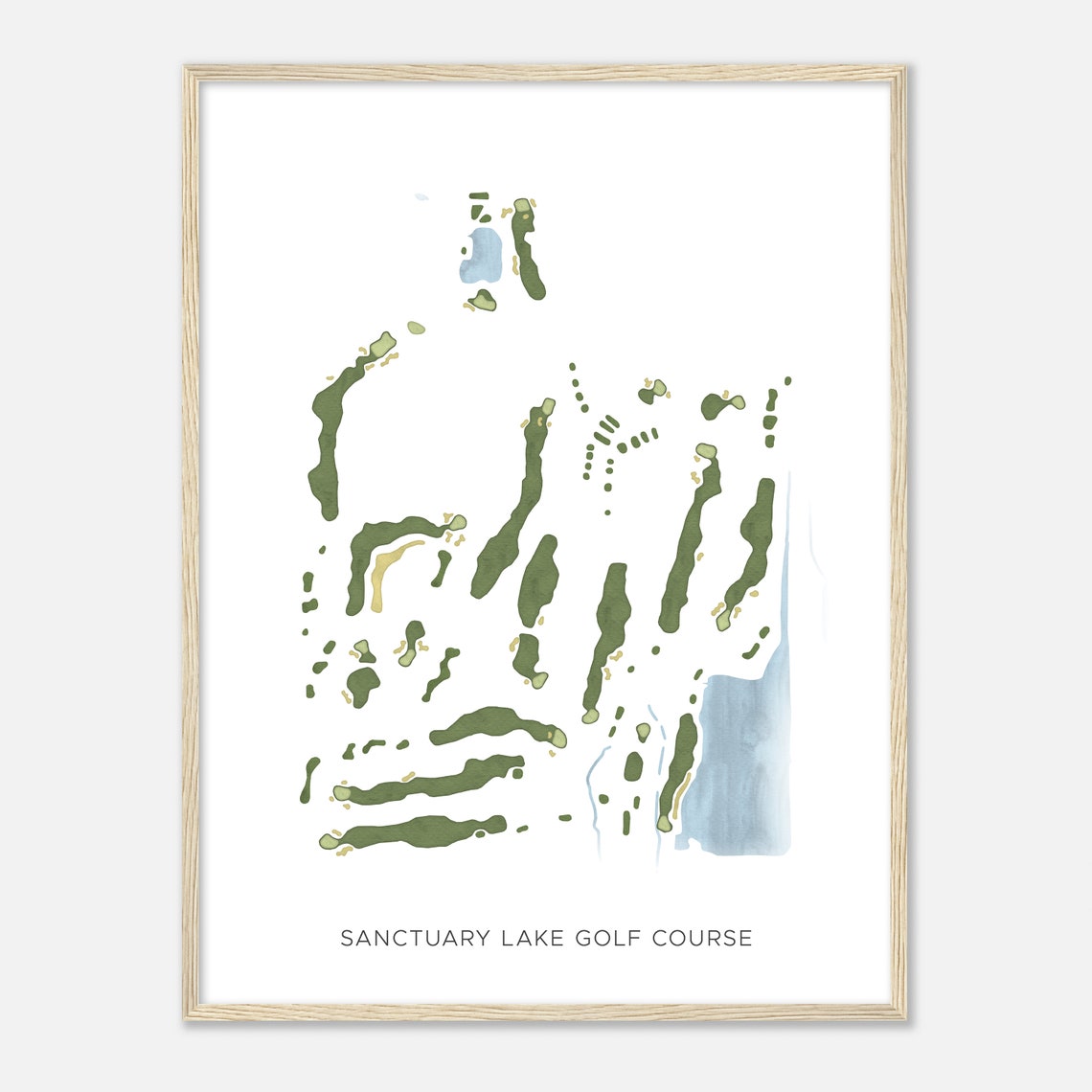 Sanctuary Lake Golf Course Modern Watercolor Course Map Art Poster - Image 2