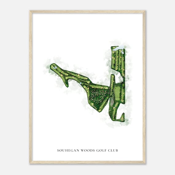 Souhegan Woods Golf Club New Hampshire Classic Watercolor Map Golfer Gift Golf Wall Art Golf Poster Print Course Layout