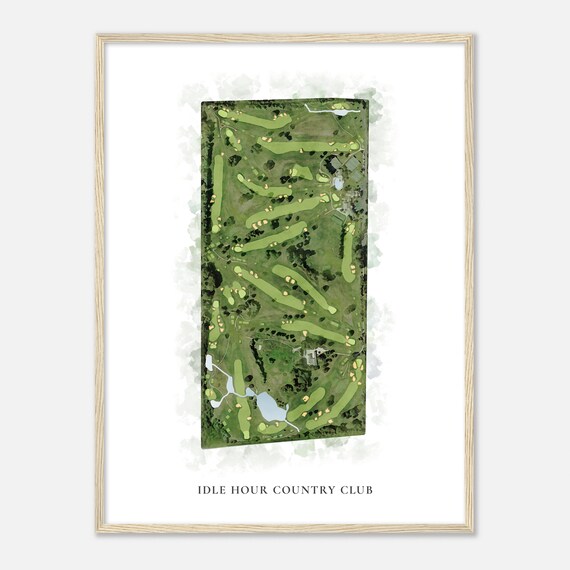 Idle Hour Country Club Kentucky Classic Watercolor Golf Course Map Poster